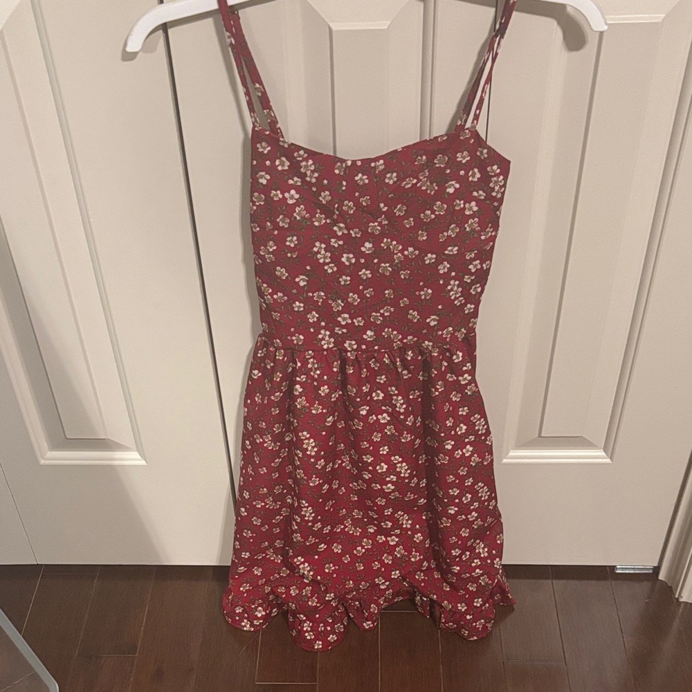 Spaghetti Strap Floral Print Ruffled Hem Mini A-Line Dress